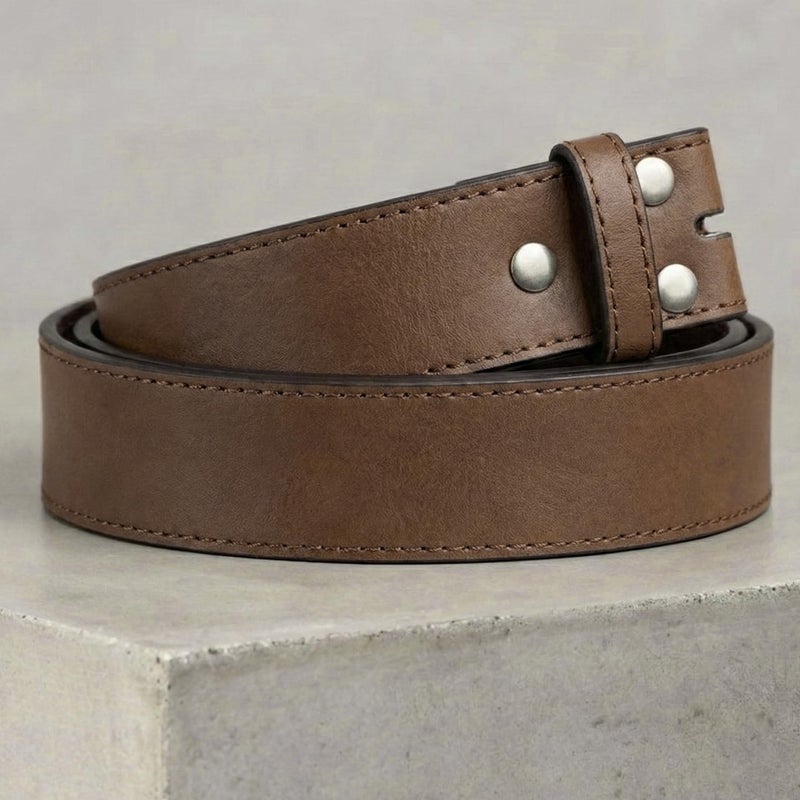 BC Belts Leather Belt Strap with Vintage Distressed Texture 1.5" Wide with Snaps (Dark Brown-S) - Image 3